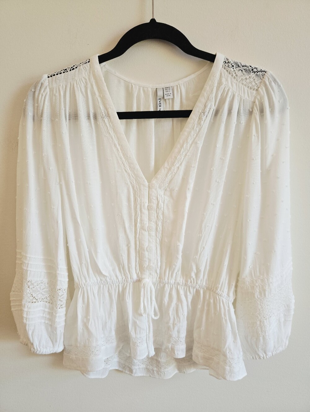 EVER NEW I US 2 Tasha Trim Sploced Dobby Blouse I cream - Picture 4 of 9